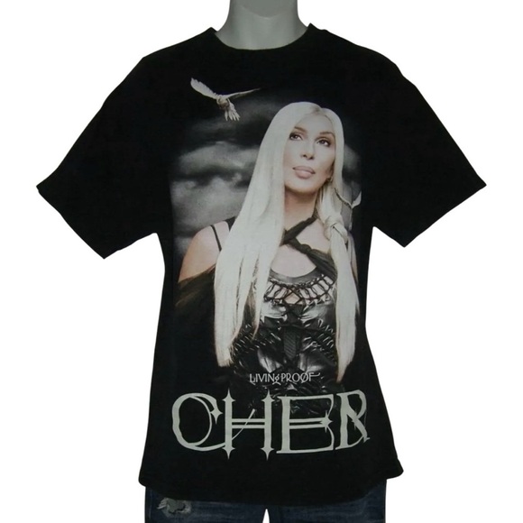 Vintage Cher Tee y2k Living Proof Tour 2003 Black Noughties alt Gothic Goth 00's - Picture 11 of 11